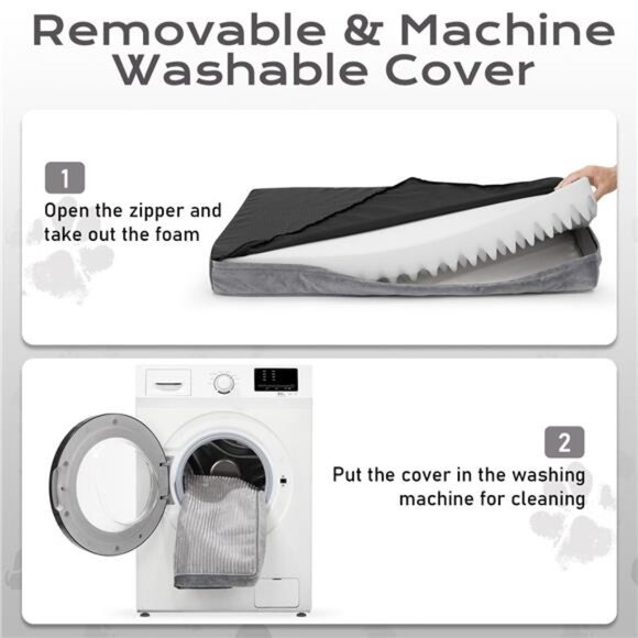 Black Orthopedic Dog Bed for Large Dogs with Non-Slip Bottom 41"L x 28"W x 4"H - Picture 4 of 7